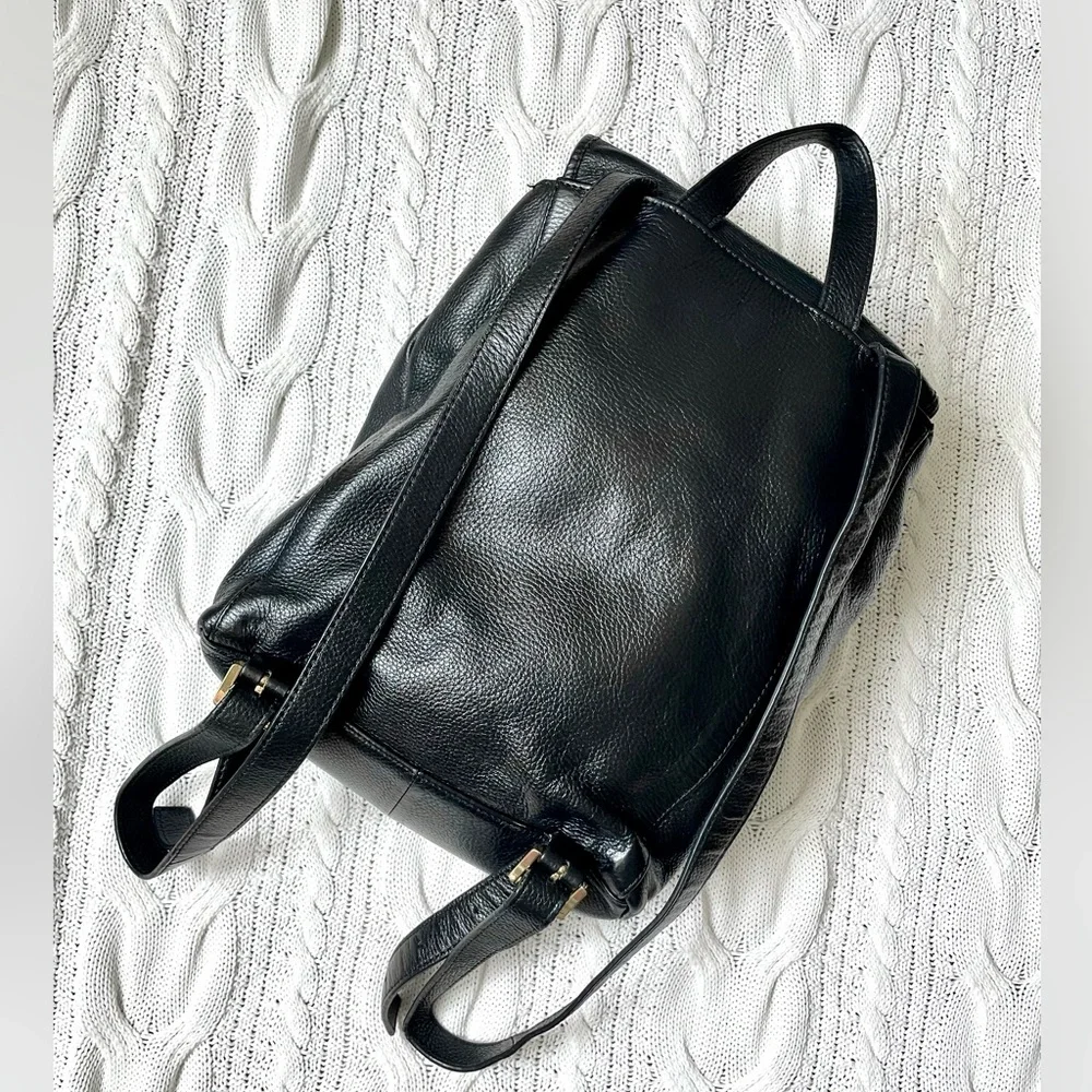 Tommy Hilfiger Women’s Black Genuine Leather Backpack | Minimalist Casual - Picture 3 of 10